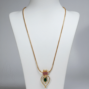 Traditional Kerala Nagapadam Necklace with Gold-Plated Chain