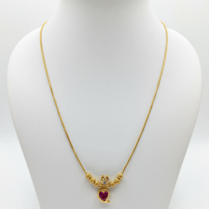 Traditional Gold-Plated Necklace with Red Palakka Pendant