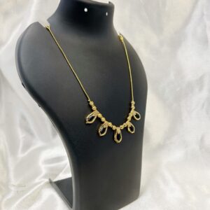 Delicate Gold-Plated Necklace with Tear Drop Charms Nagapadam